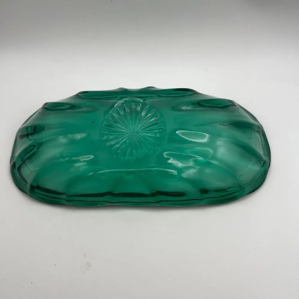 Vintage Anchor Hocking Emerald Green Banana Split Dish Fountainware Dessert Bowl